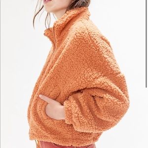 UO Willow Fuzzy Drawstring Teddy Jacket